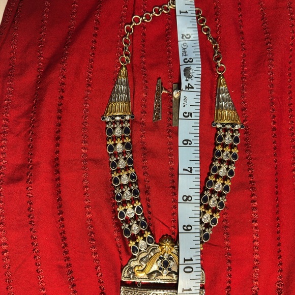 Sale‼️Silver and Gold long Necklace with Blue Highlights - Picture 7 of 7